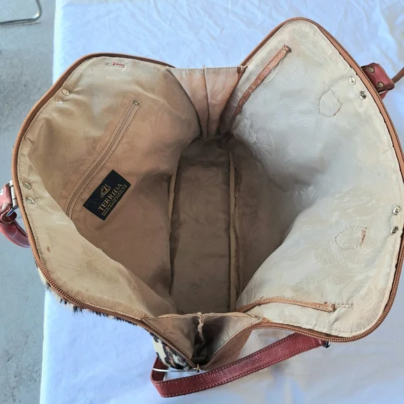 Tangaroa By Terrida Leopard Print Bag with Orange Accents. - Picture 11 of 16